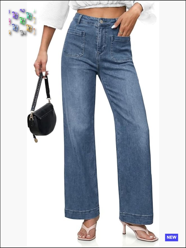 Wide Leg Jeans High Waisted Stretchy Straight Leg Baggy Denim Pants